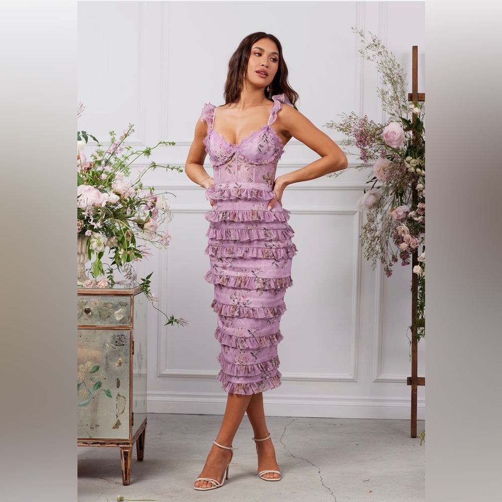V Chapman Fiorenza Dress in Lilac Tapestry Rose